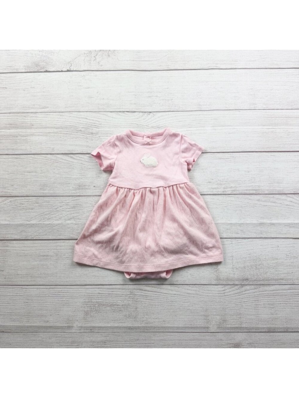 Carter’s Baby Girl Pink Dress Bunny Applique Bodysuit Easter 9-12 Months